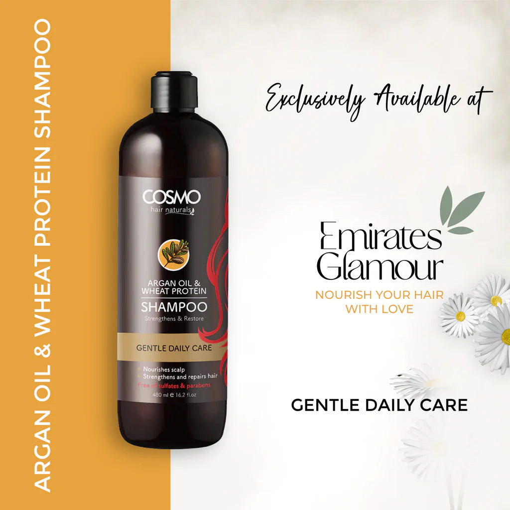 Argan Oil & Wheat Protein Shampoo by Cosmo 480ml