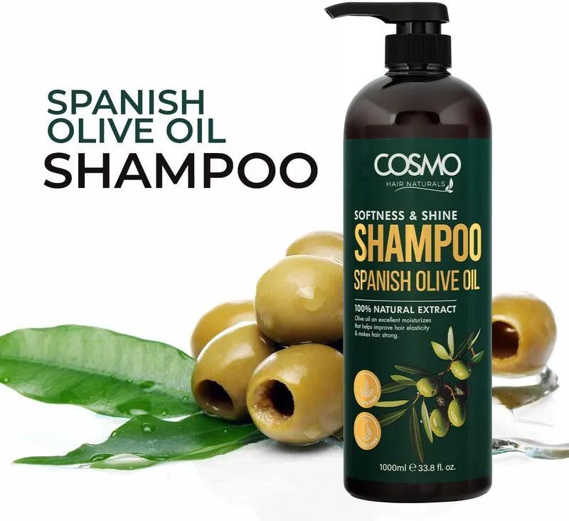 Coftness & shine spanish olive oil shampoo 100% natural extract – 1000ml by Cosmo